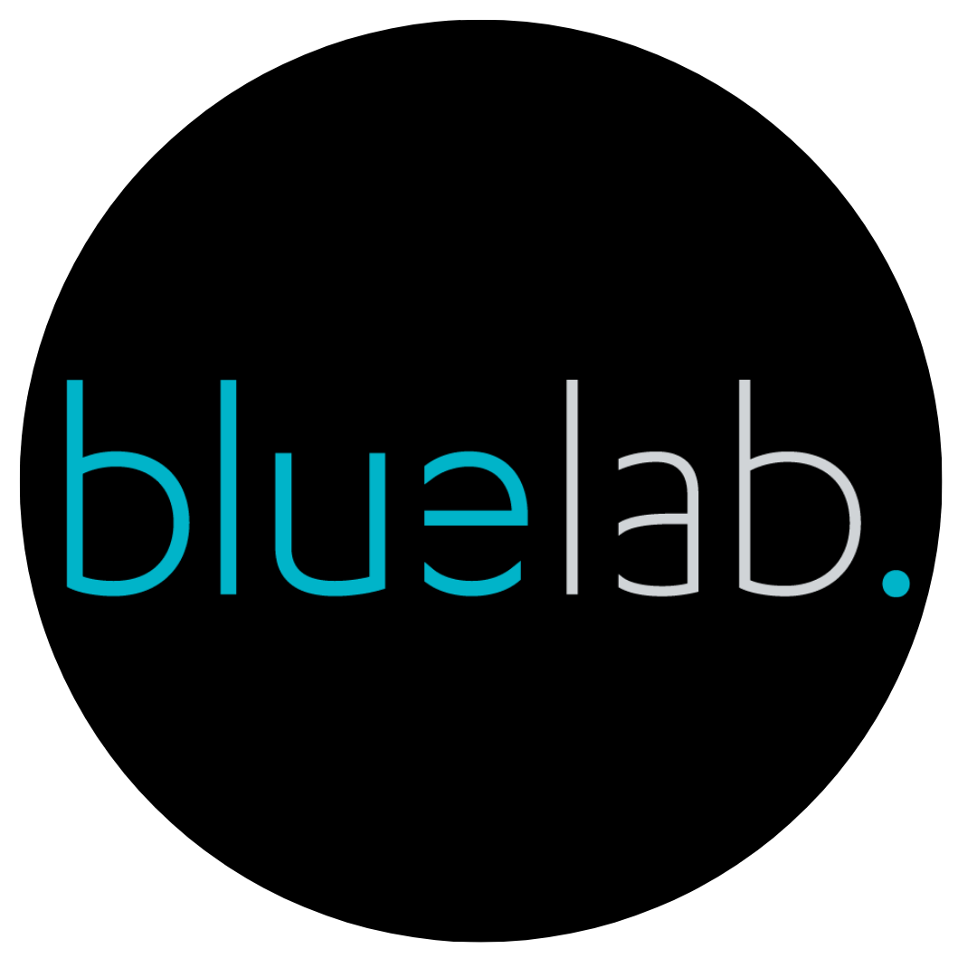 Black circle with a Blue Lab logo in the center.