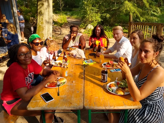 Brea and fellow Penn Students dine with students at Eberswalde 