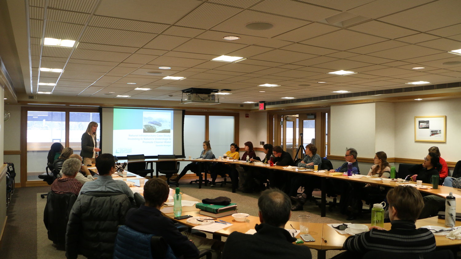 Danielle Kreeger leading discussion at the Schuylkill Corps' bi-weekly seminar this past Fall. 