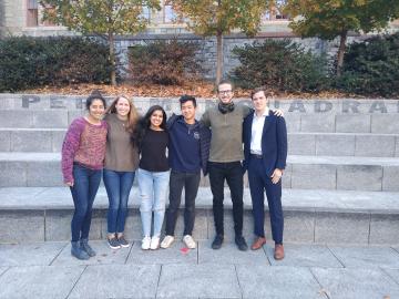 Group of PPEH public research interns outside Houston Hall